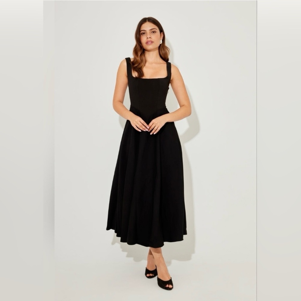 Odd Muse Black High Waist Midi Dress